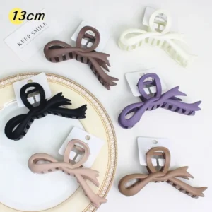 Large Matte Bow Hair Claw Clips – Fashionable Plastic Butterfly Hair Claws for Women