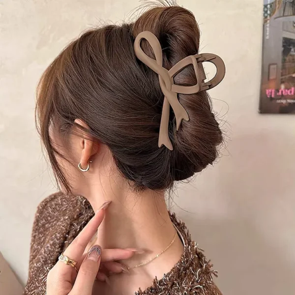 Large Matte Bow Hair Claw Clips – Fashionable Plastic Butterfly Hair Claws for Women - Image 2
