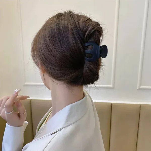 Large Pumpkin Hair Claws - Frosted PC, Korean Design, High Ponytail Clip - Image 2