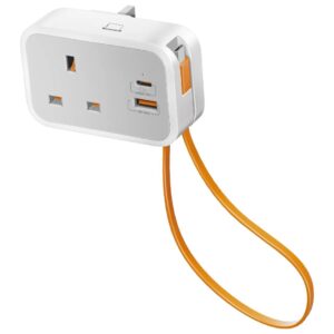 Multi-Function AC Socket Charger with Built-In 20W PD USB-C Cable