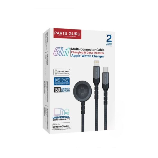 5-in-1 Multi-Connector Cable for Charging & Data Transfer with Apple Watch Charger - Image 2